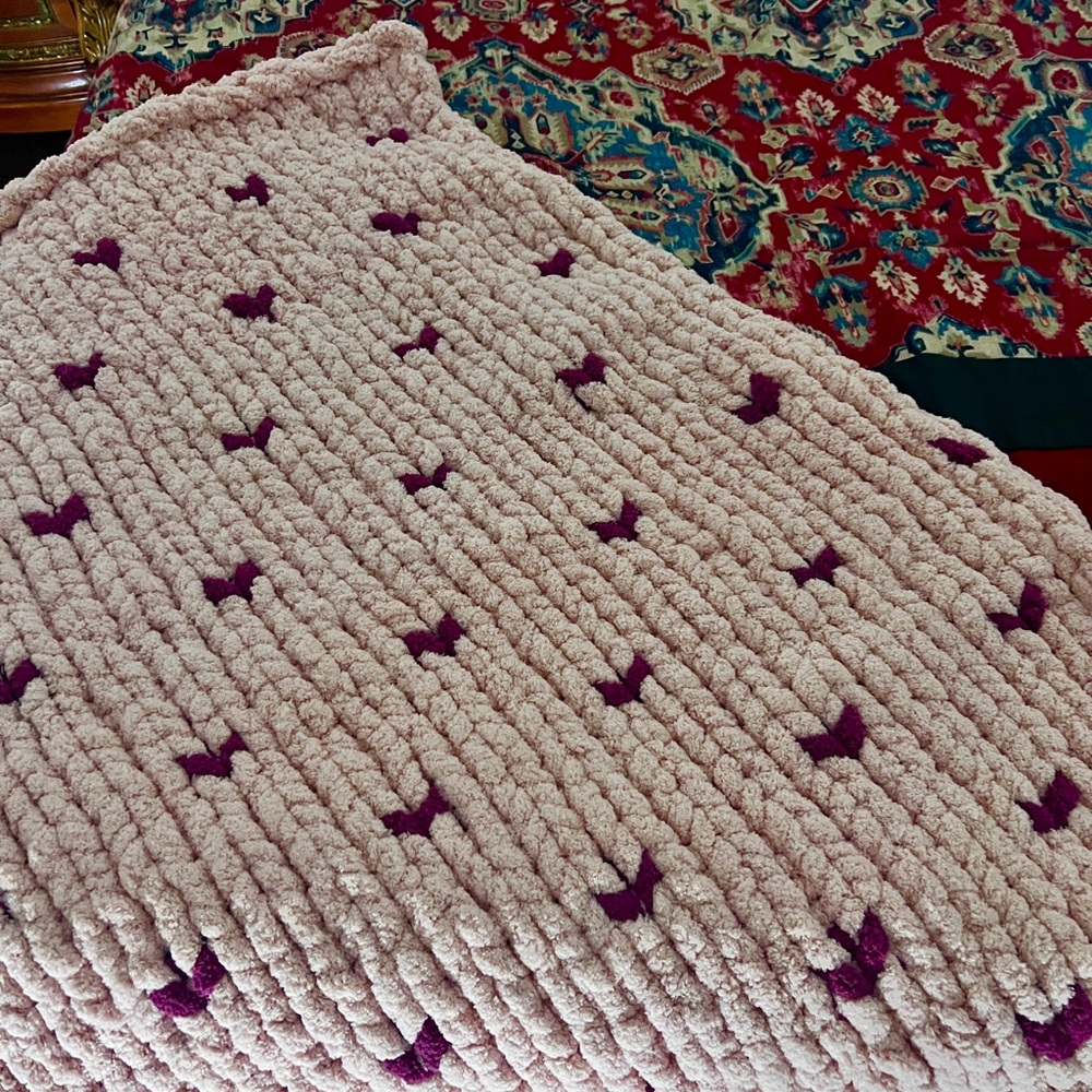 Pink and Purple Heart Blanket for kids